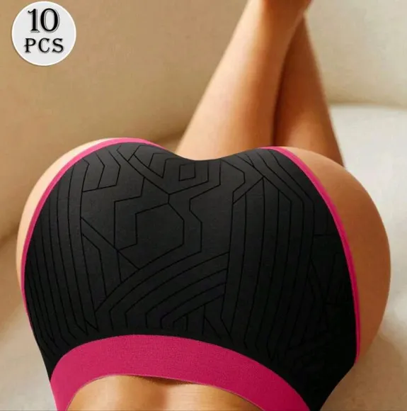 10pcs/Set Ladies Seamless Underwear, Low Waist Invisible Comfortable Colorblock