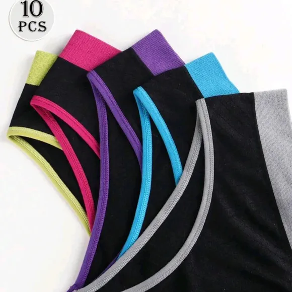 10pcs/Set Ladies Seamless Underwear, Low Waist Invisible Comfortable Colorblock