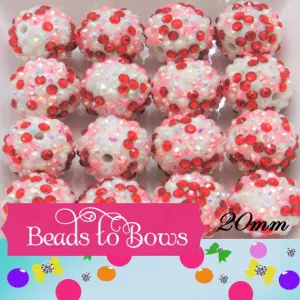 12 OR 20mm Pink, Red Confetti Rhinestone Beads, Rhinestone Beads, Chunky Rhinestone beads, Bead Supply