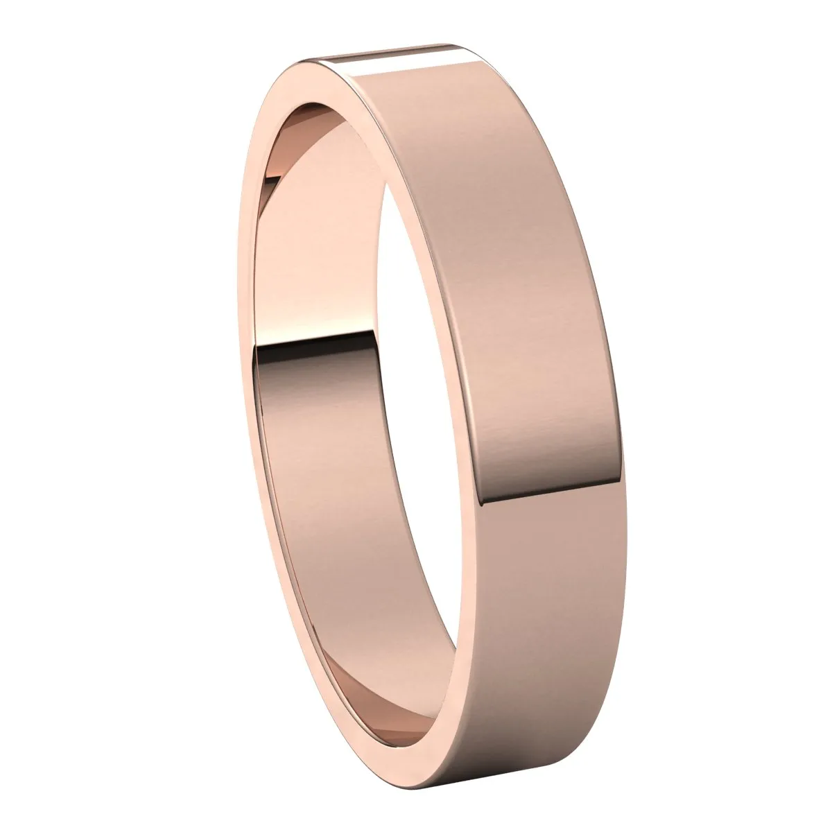 14K Rose Gold 4 mm flat Wedding Band