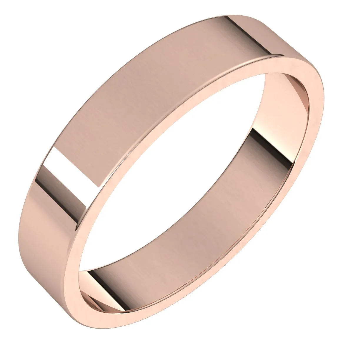 14K Rose Gold 4 mm flat Wedding Band