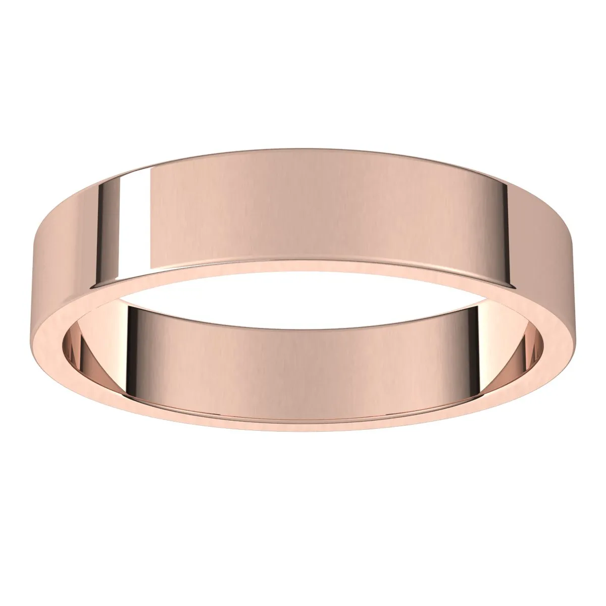 14K Rose Gold 4 mm flat Wedding Band