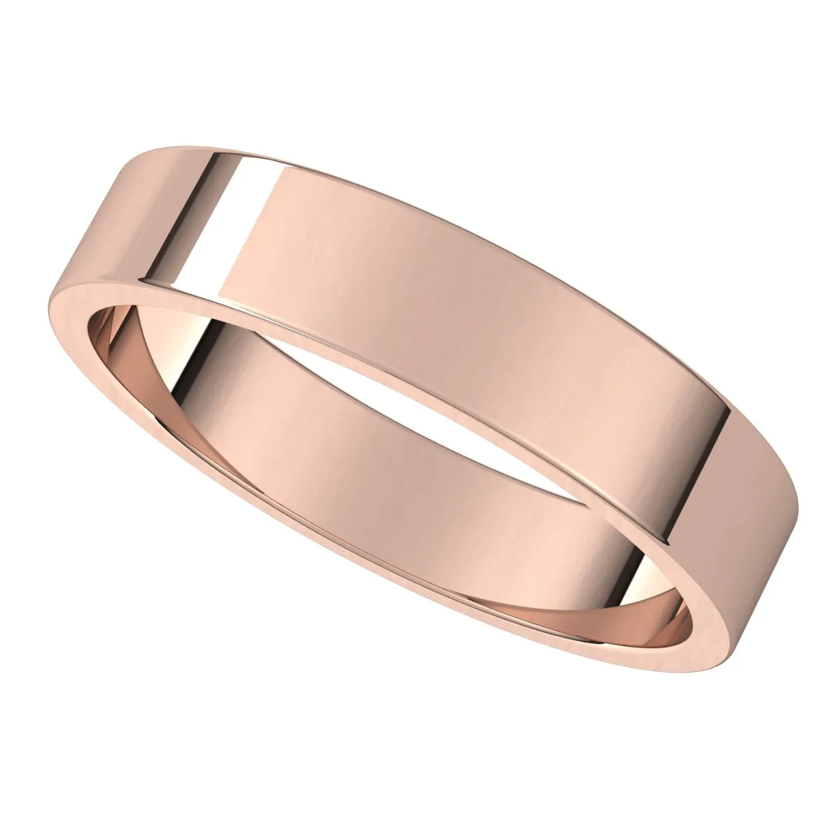 14K Rose Gold 4 mm flat Wedding Band