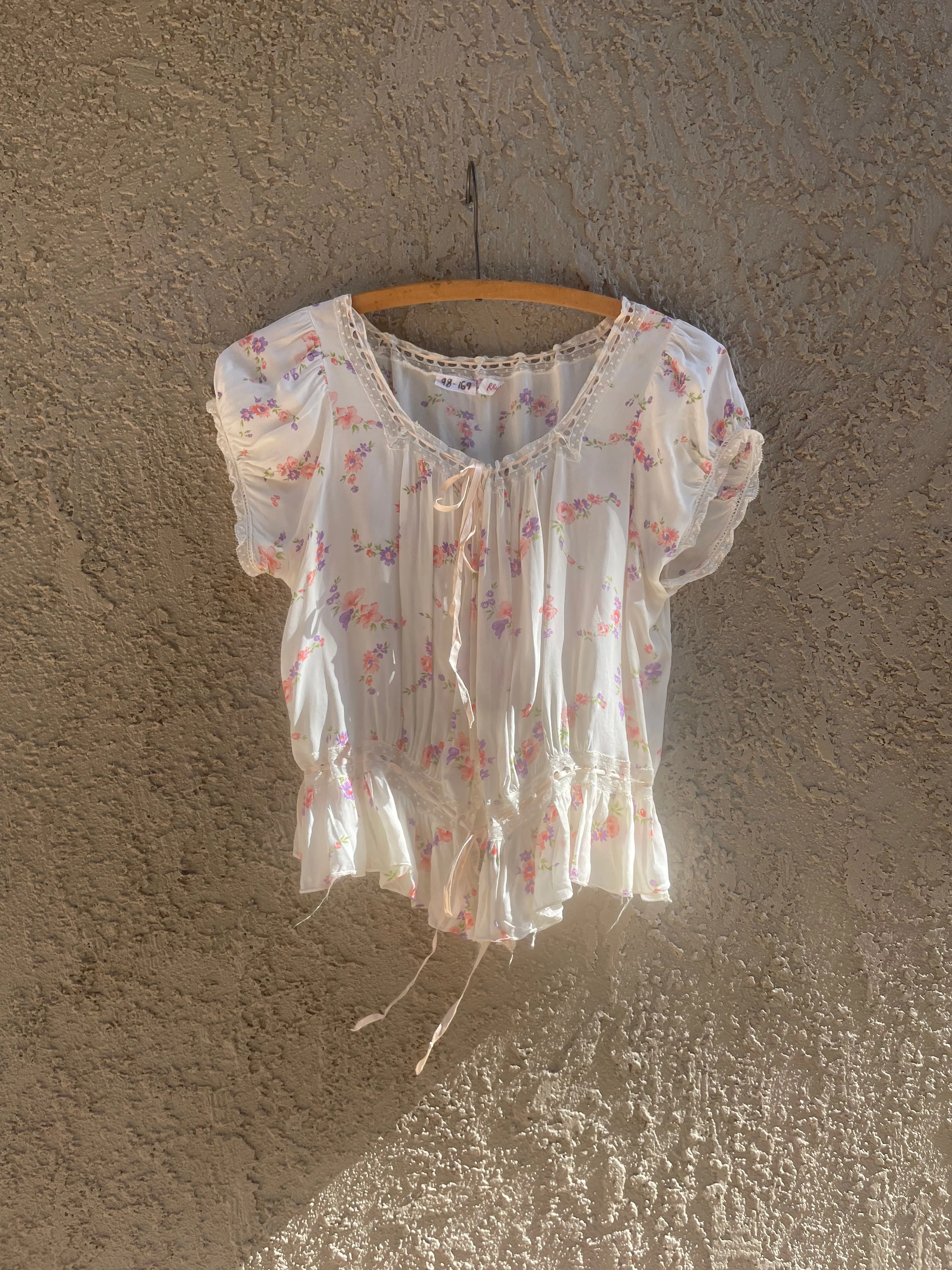 1940s Woven Ribbon Cap Sleeve Blouse