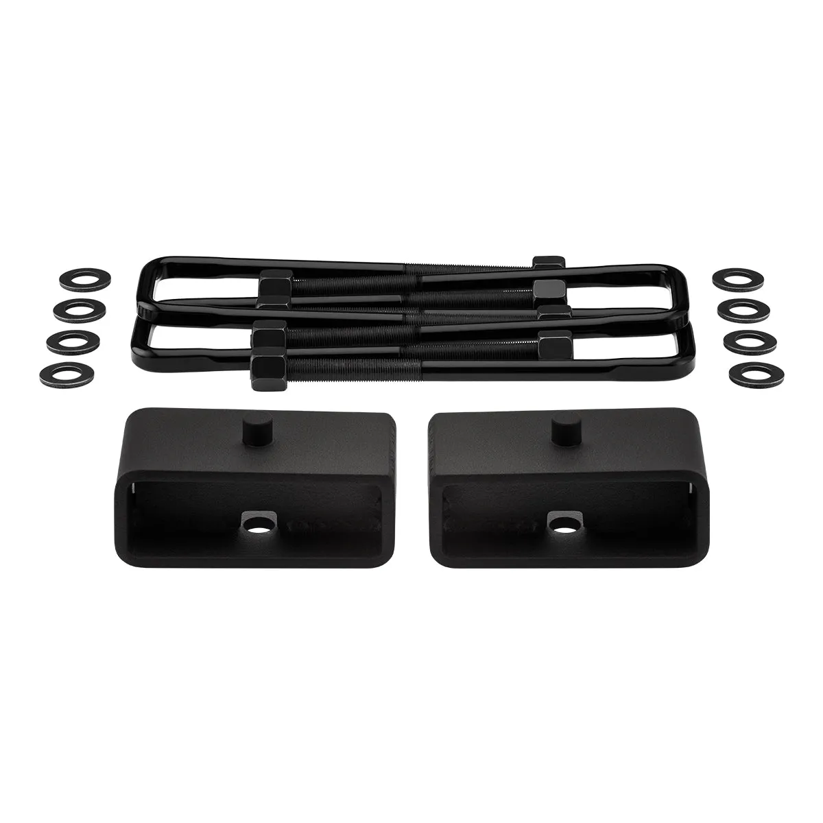 2019-2023 Chevrolet Silverado 3500HD Rear Suspension Lift Blocks with Premium Forged Flat Top U-Bolts 2WD 4WD