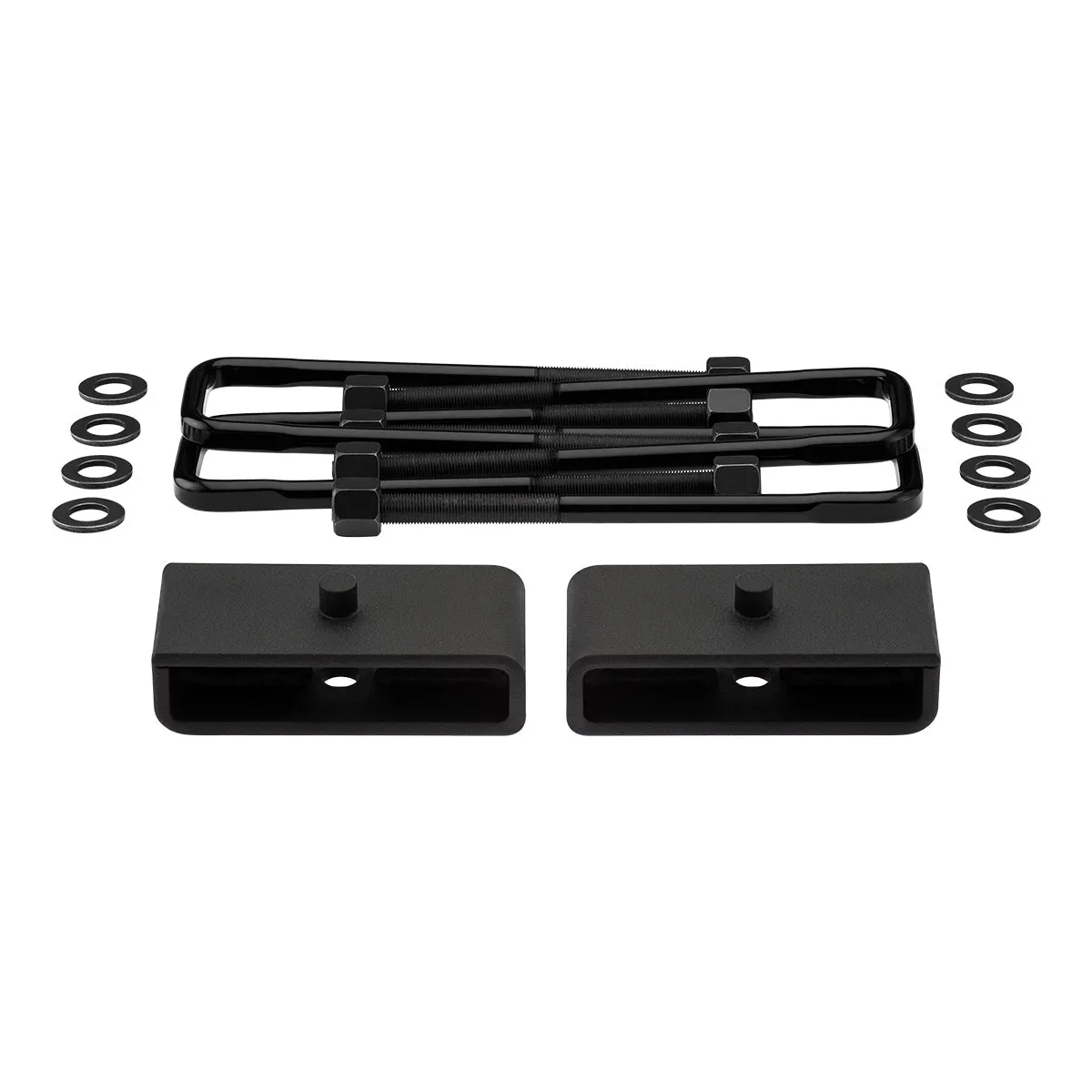 2019-2023 Chevrolet Silverado 3500HD Rear Suspension Lift Blocks with Premium Forged Flat Top U-Bolts 2WD 4WD