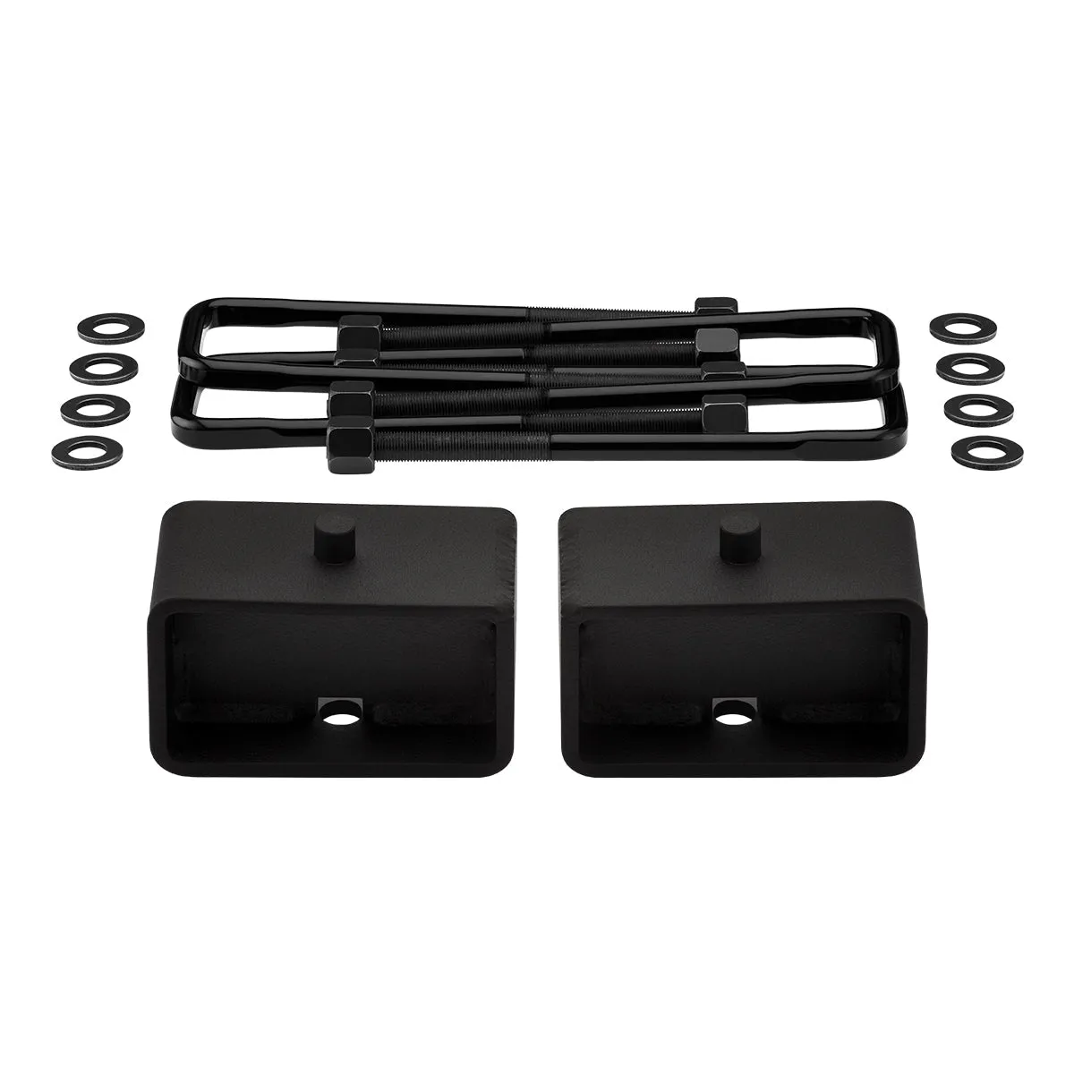 2019-2023 Chevrolet Silverado 3500HD Rear Suspension Lift Blocks with Premium Forged Flat Top U-Bolts 2WD 4WD