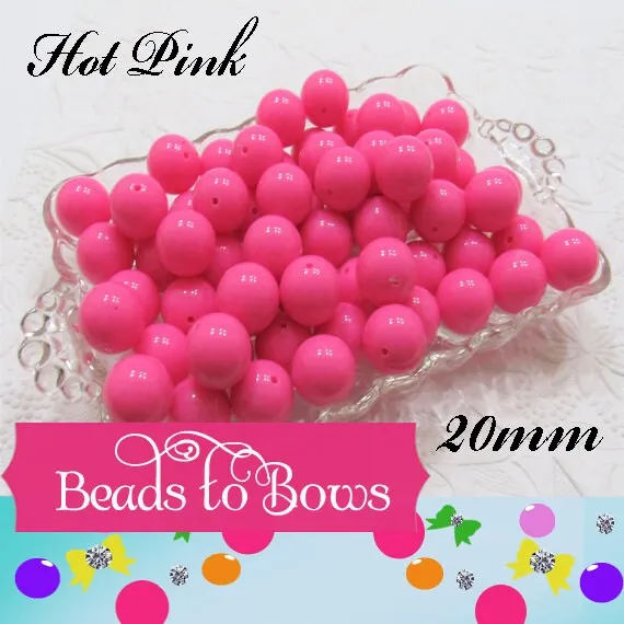 20mm Light Hot Pink Bubblegum beads, Chunky Acrylic beads, Gumball beads, Chunky Bubblegum Beads, Chunky Necklace Supply, Gum Ball Beads