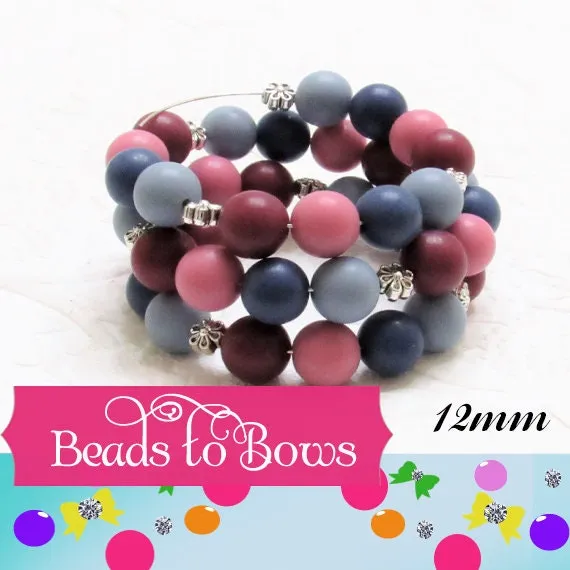 30 - 12mm Matte Slate Blue Bubblegum Beads, Chunky Bubblegum Beads, Chunky Necklace Bead, Gumball Beads, Bubblegum Beads, Bead Supply