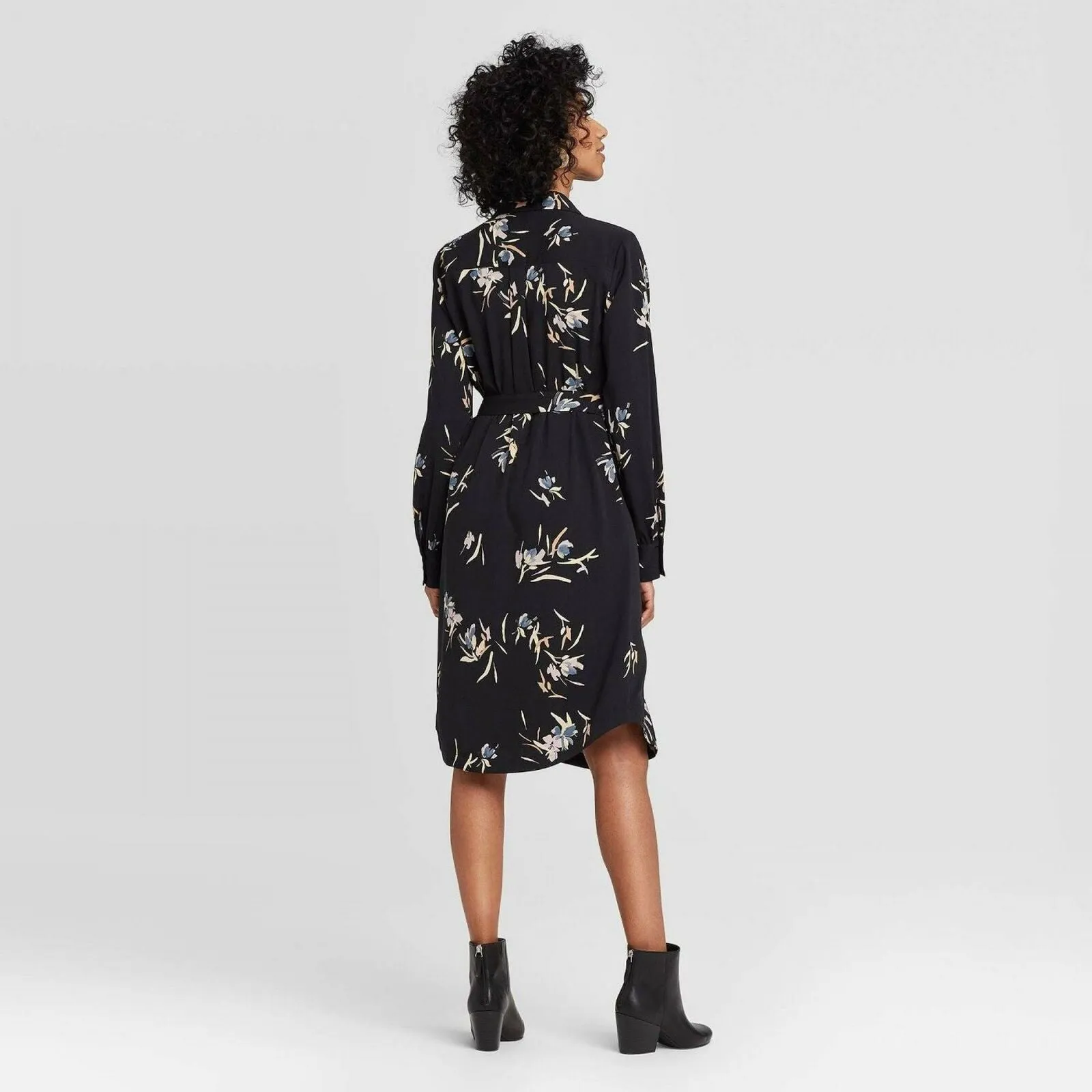 A New Day Women's Floral Print Long Sleeve Collared Shirtdress. 562592