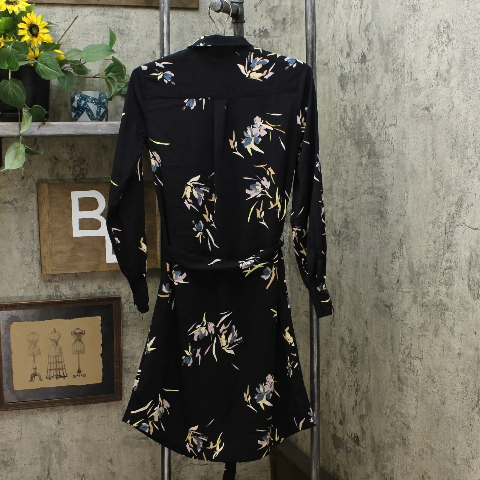 A New Day Women's Floral Print Long Sleeve Collared Shirtdress. 562592