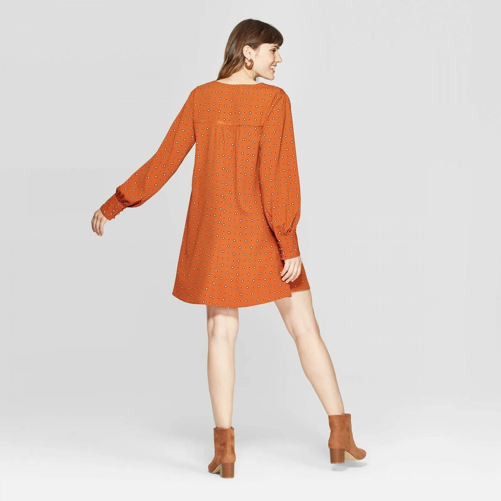 A New Day Women's Long Sleeve V-Neck Woven Mini Dress
