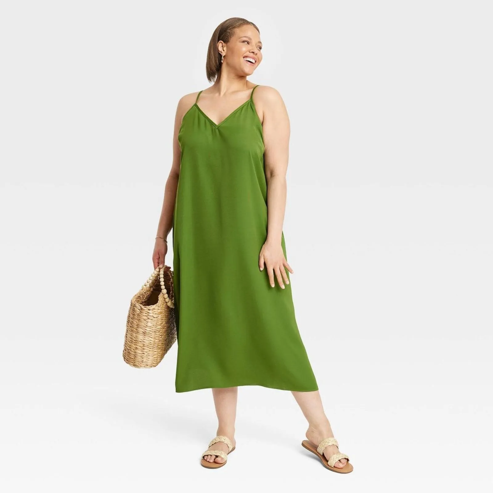 A New Day Women's Plus Size Slip Dress 84931838 Green 4X