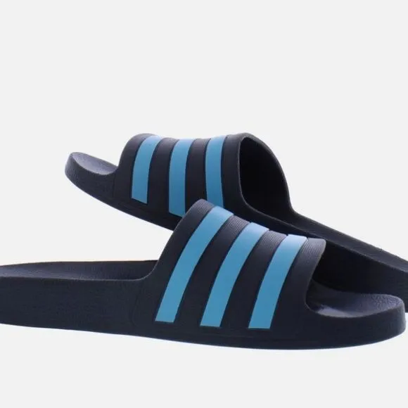 Adidas Adilette Slide Sandals- Legend Ink Bright Cyan