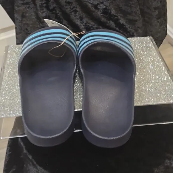 Adidas Adilette Slide Sandals- Legend Ink Bright Cyan