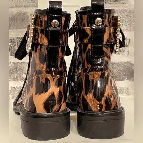 Alex Marie ladies 6M leopard print lace up combat boots