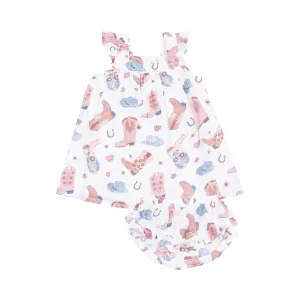 Angel Dear || Cowboy Boots Pink Sundress