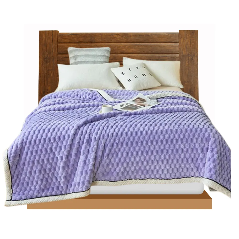 Anyhouz Blanket Purple Velvet Autumn Warm Soft Fluffy Comfortable Throw Blanket