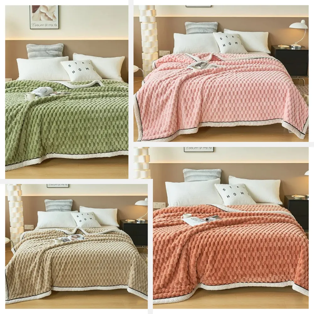 Anyhouz Blanket Purple Velvet Autumn Warm Soft Fluffy Comfortable Throw Blanket