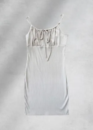 Athena Ribbed Mini Dress - Beige