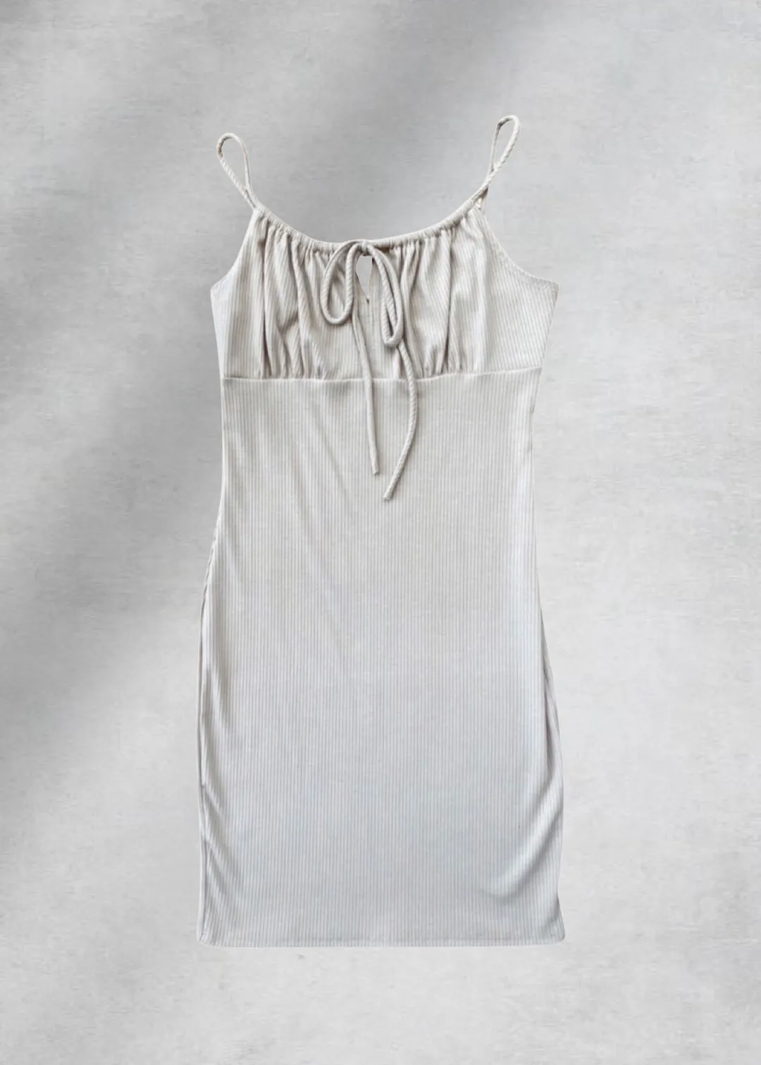 Athena Ribbed Mini Dress - Beige