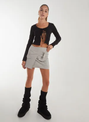 Bengaline Wrap D-Ring Mini Skirt