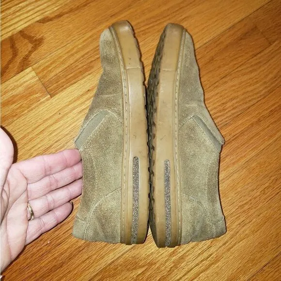 Birkenstock Oswego Tan suede leather slip on sneaker