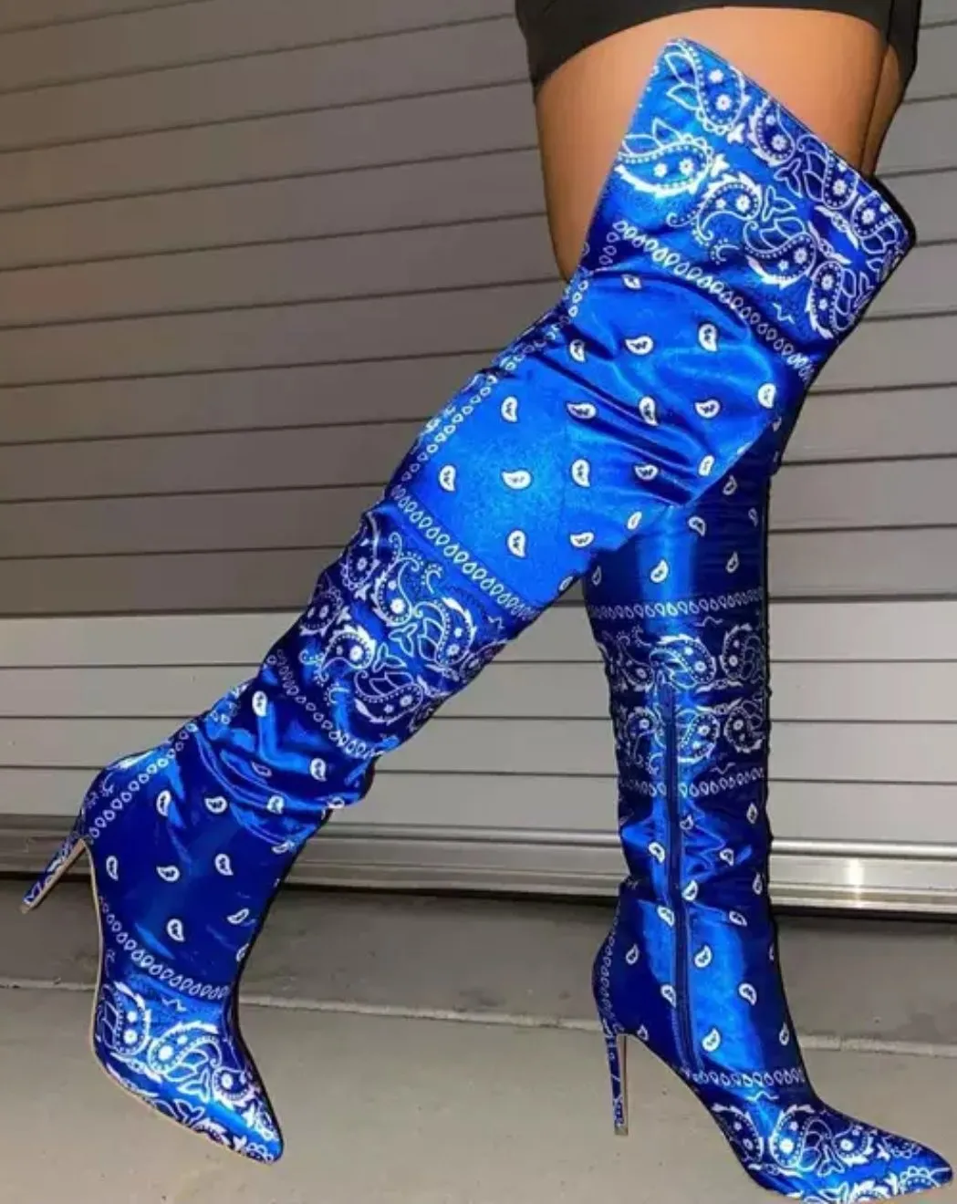 Black Bandana Print Boots