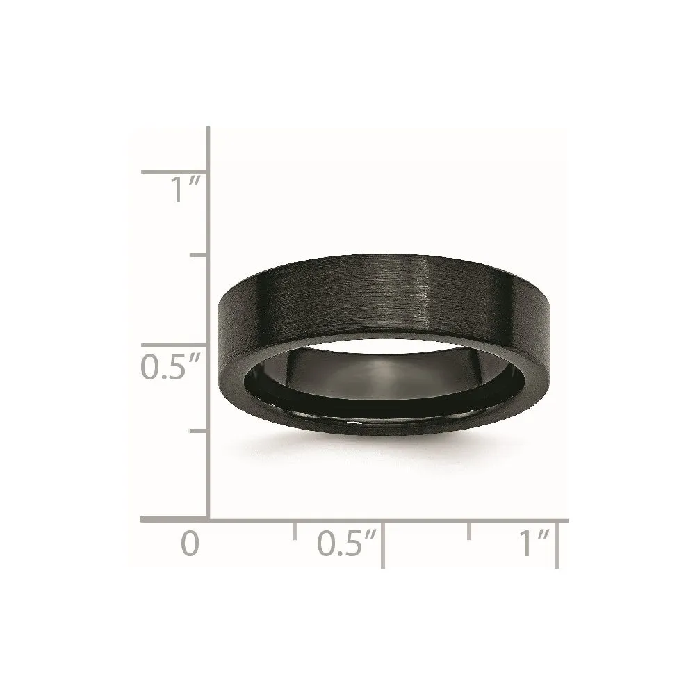 Black Ceramic Flat 6mm Brushed Band