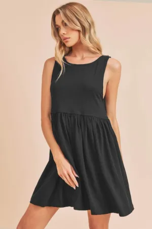 Black Round Neck Mini Tank Dress