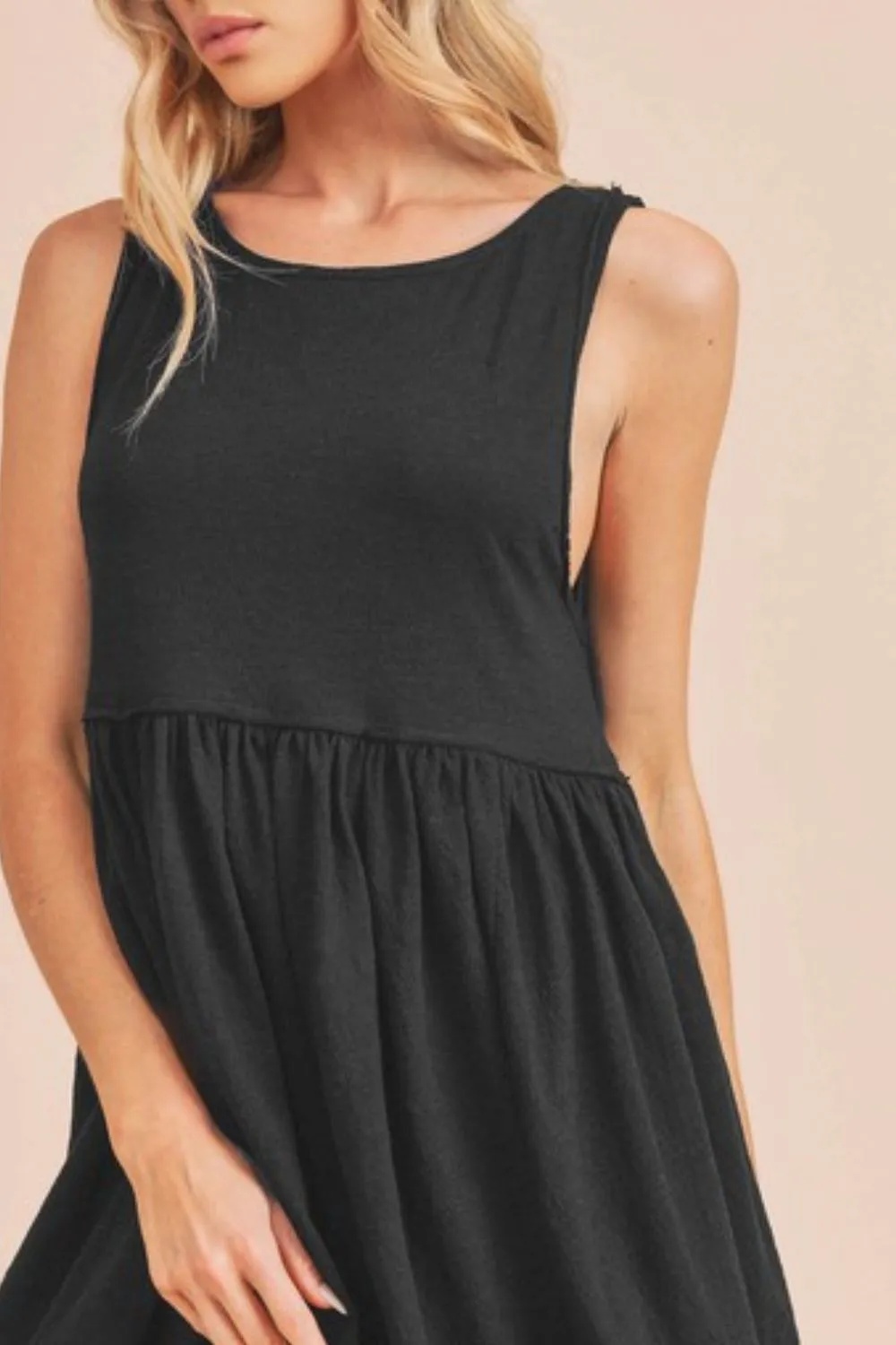 Black Round Neck Mini Tank Dress