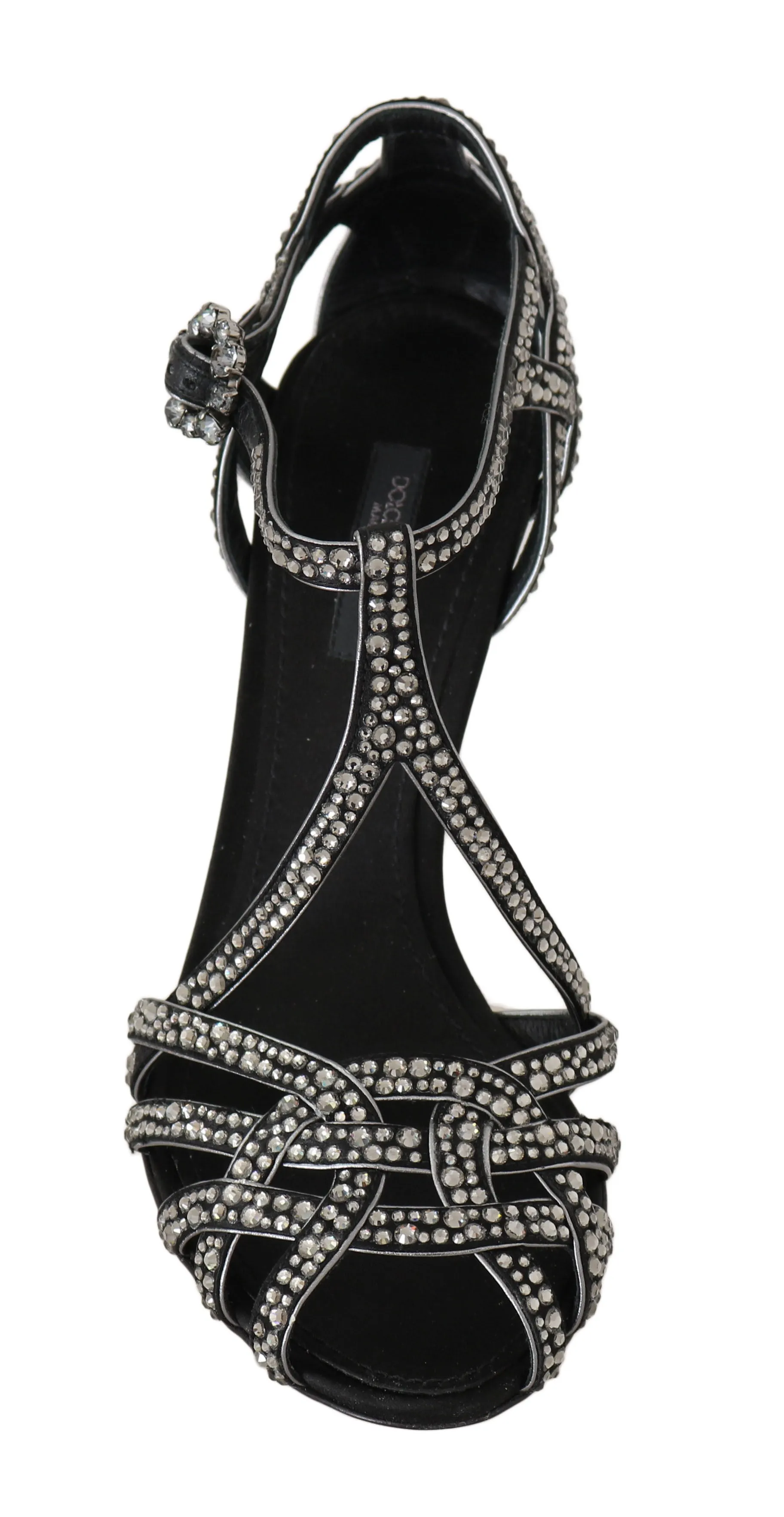 Black Suede Crystal Strass Sandals