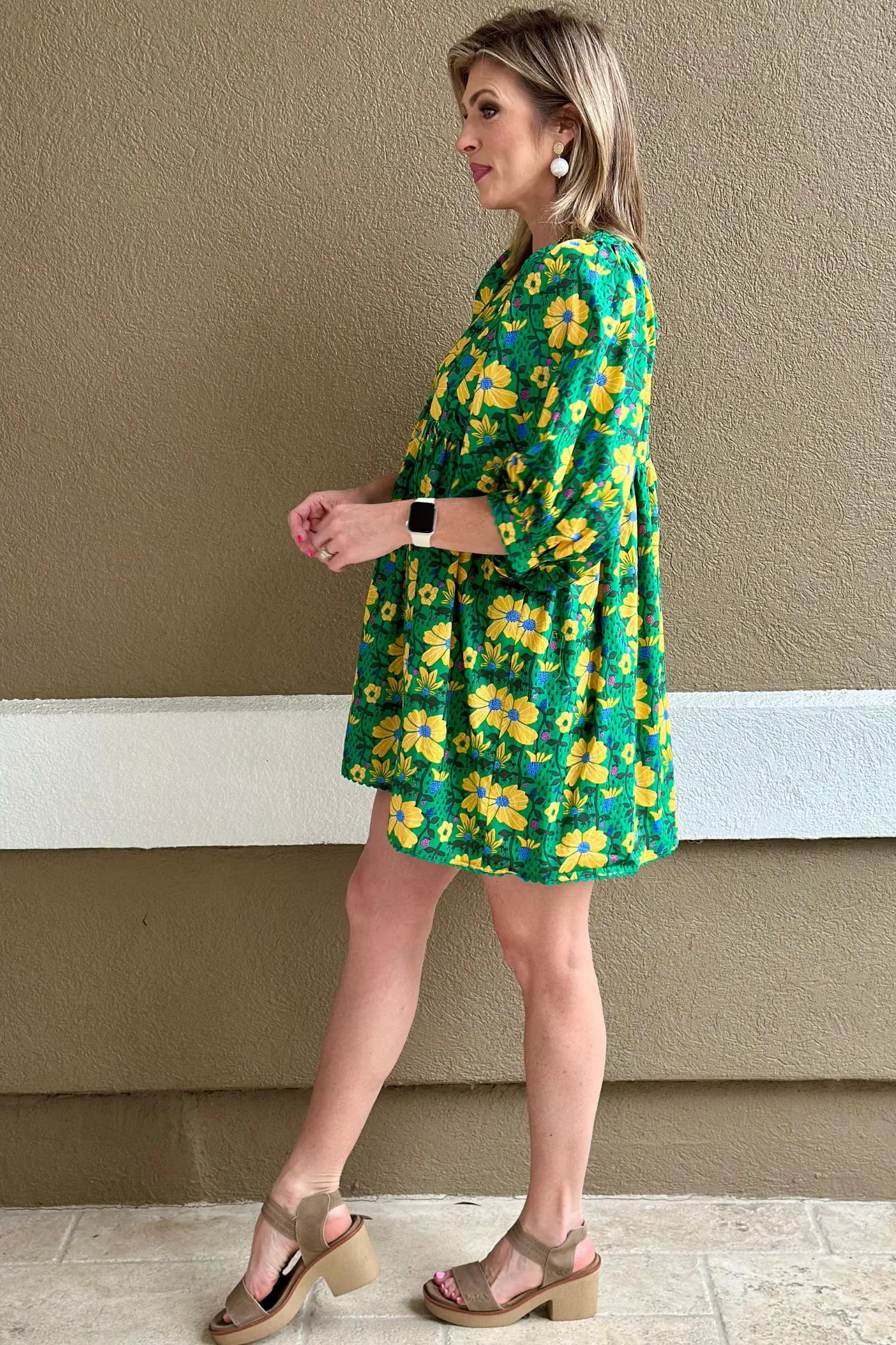 Bloom & Breeze Puff Sleeve Mini Dress