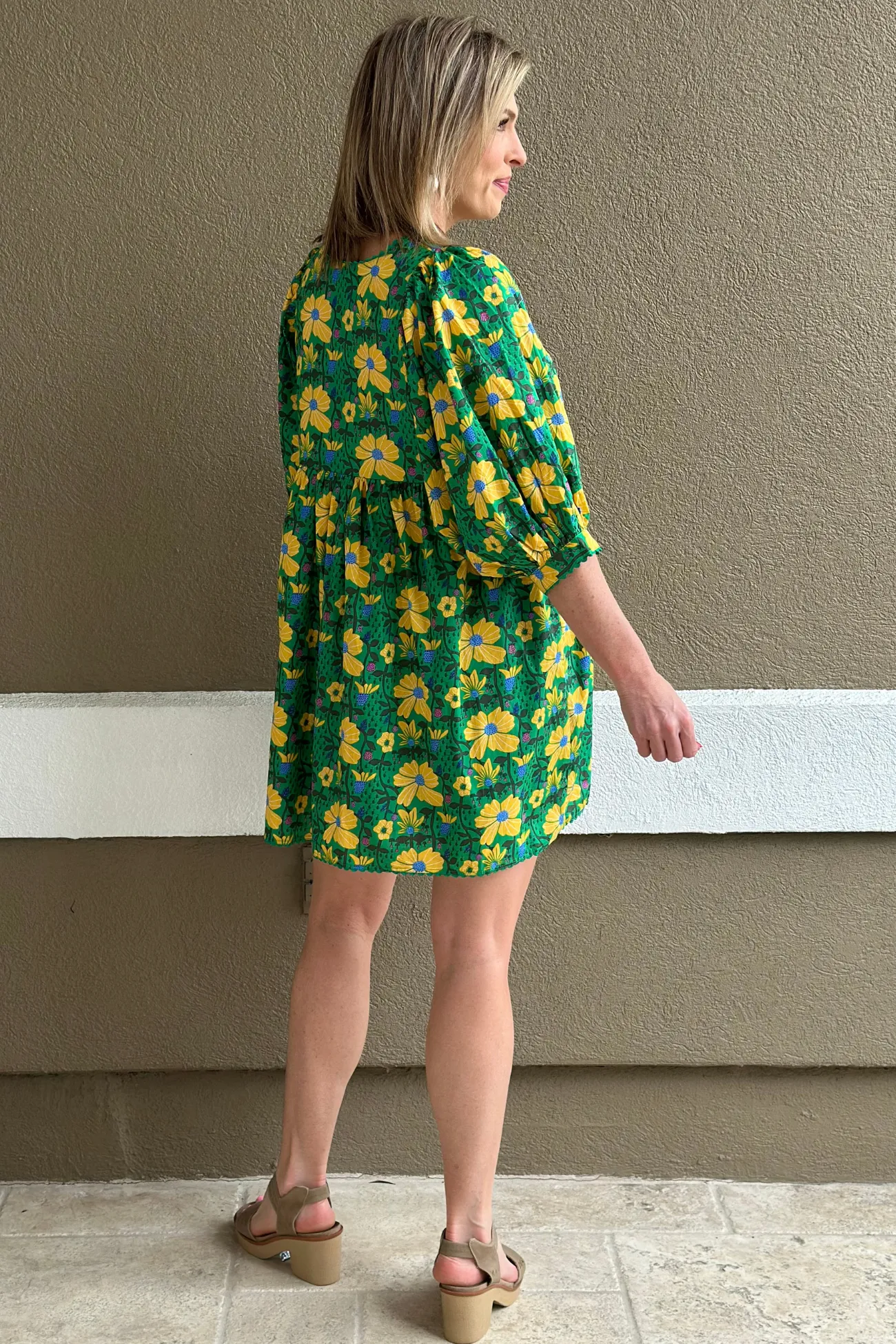 Bloom & Breeze Puff Sleeve Mini Dress