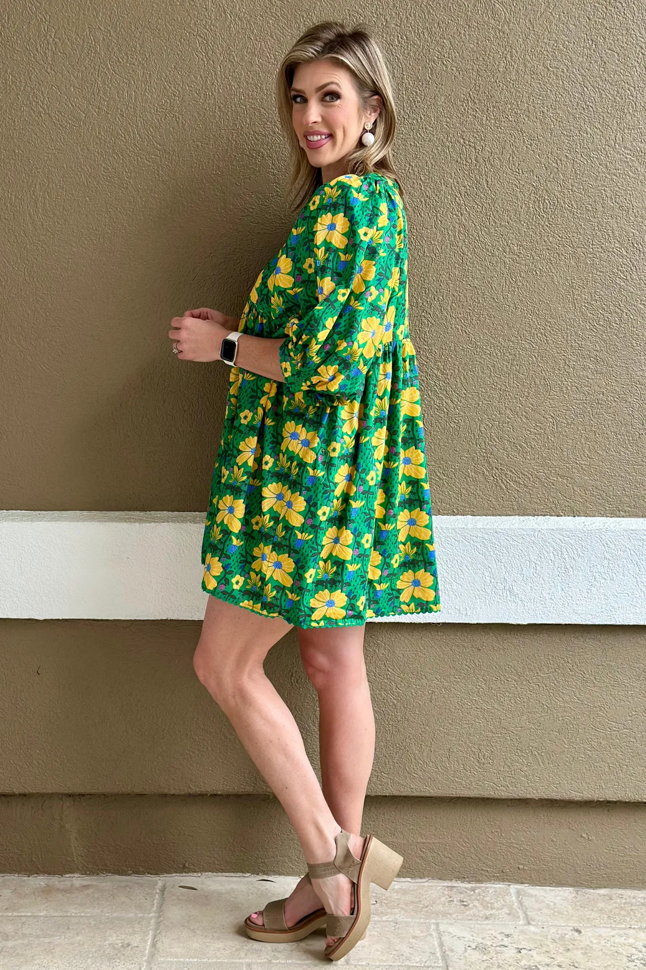 Bloom & Breeze Puff Sleeve Mini Dress