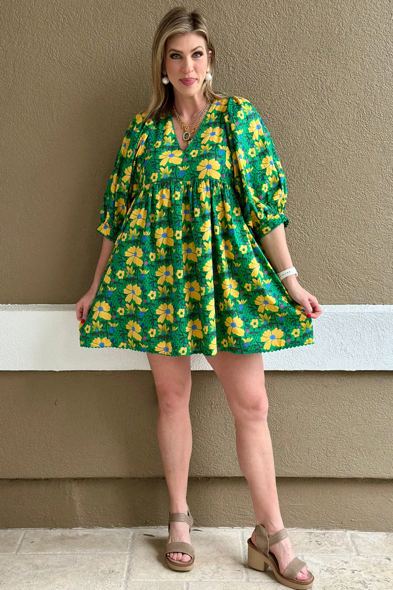 Bloom & Breeze Puff Sleeve Mini Dress
