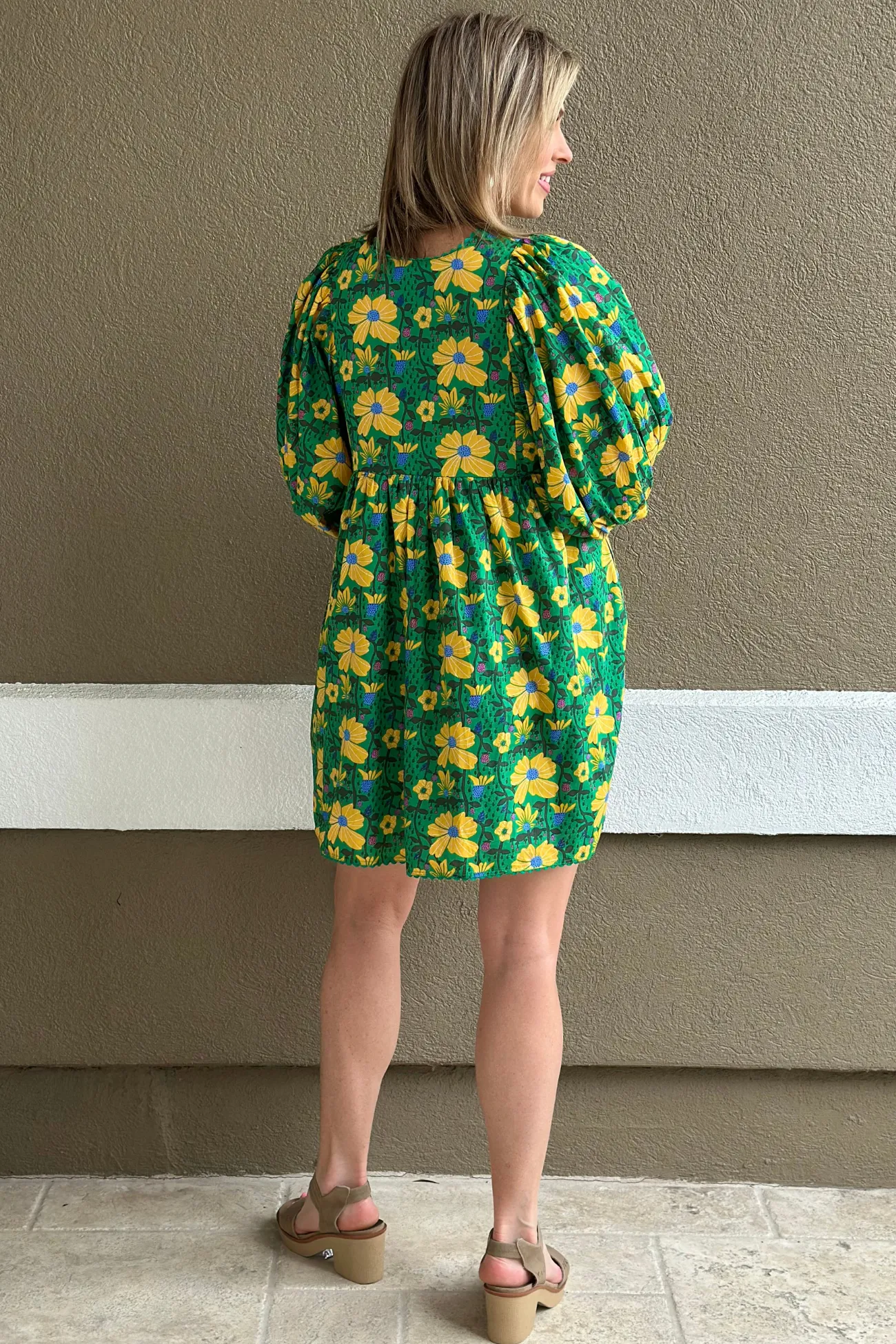 Bloom & Breeze Puff Sleeve Mini Dress