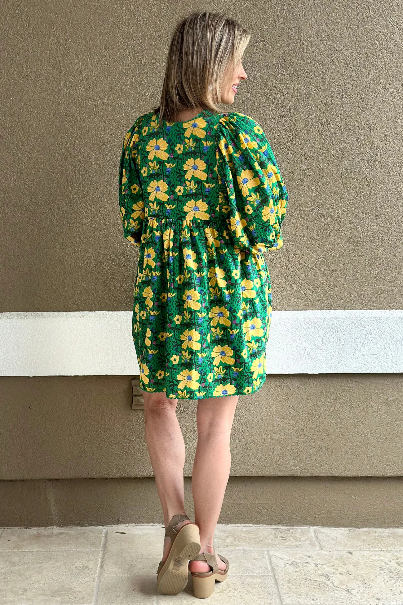 Bloom & Breeze Puff Sleeve Mini Dress