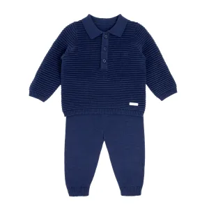 Boys Navy Chunky Rib 2 Piece Set