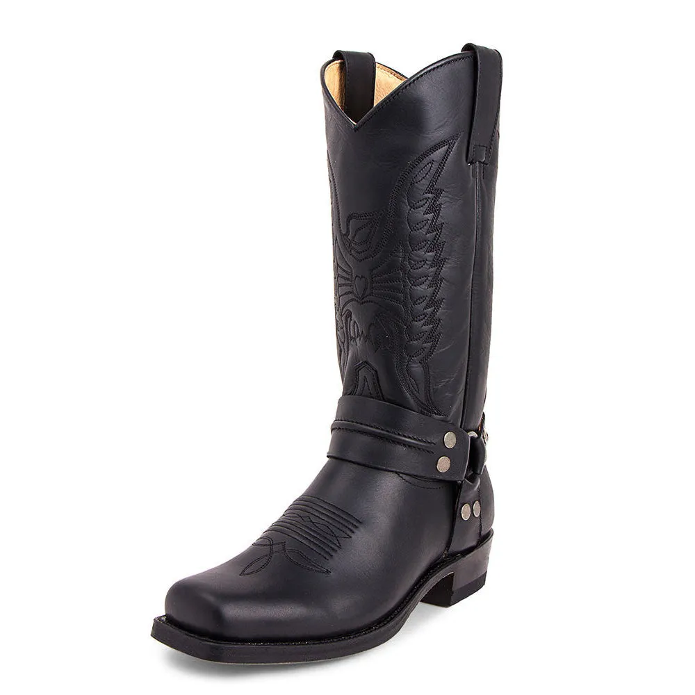 Brown Square Toe Embroidered Knight Boots