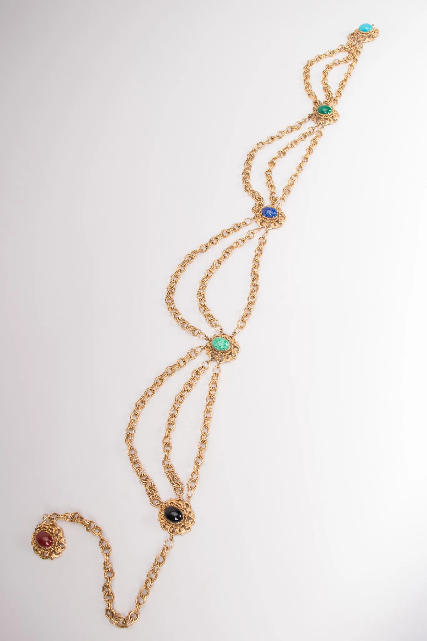 Cabochon Tiered Chain Belt