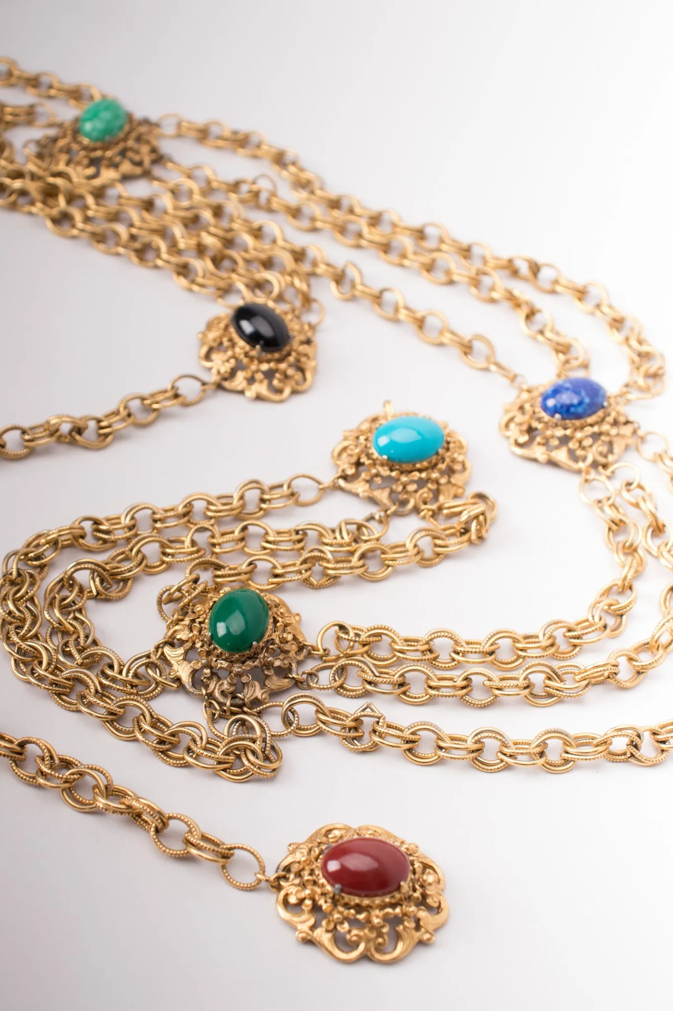 Cabochon Tiered Chain Belt