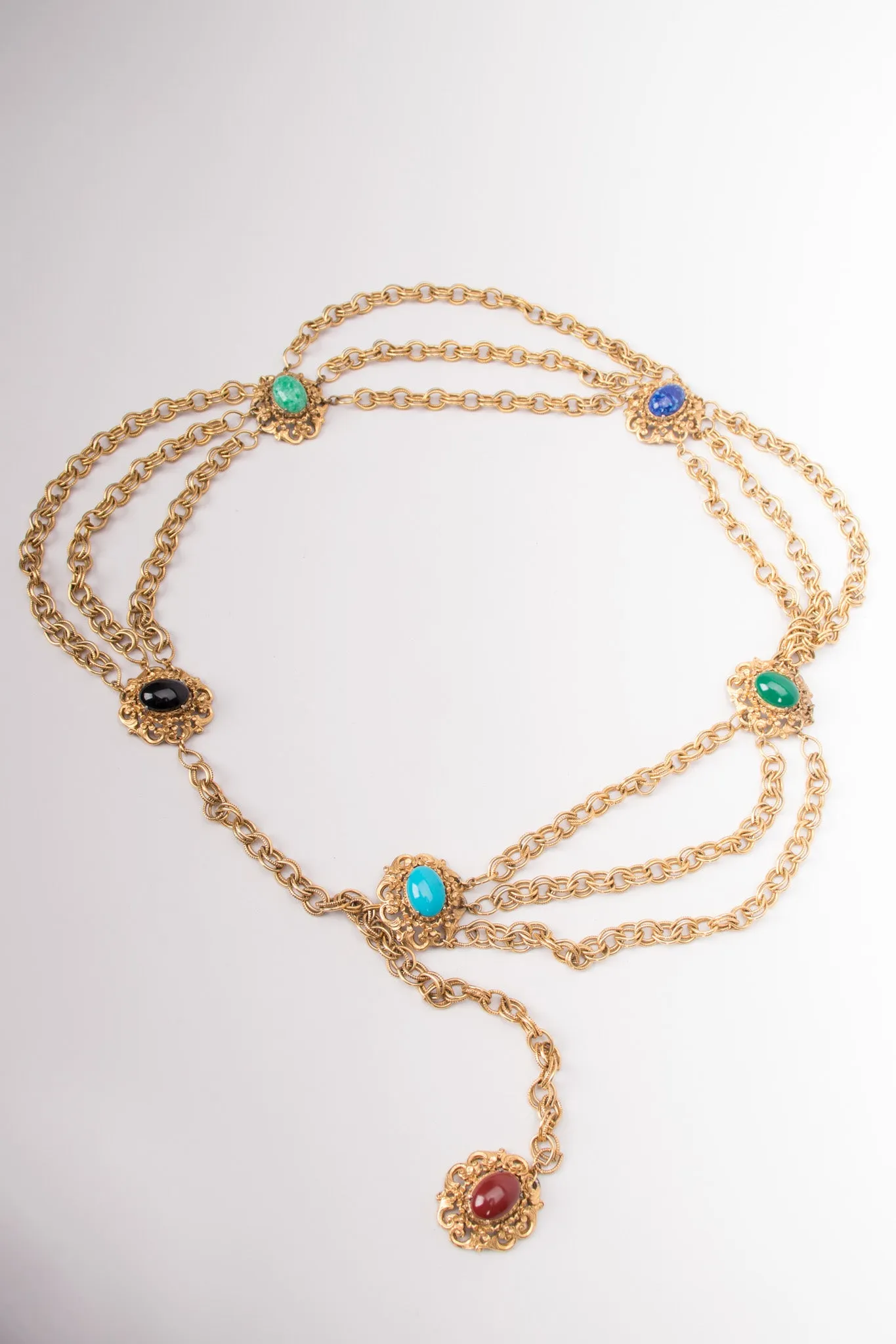 Cabochon Tiered Chain Belt
