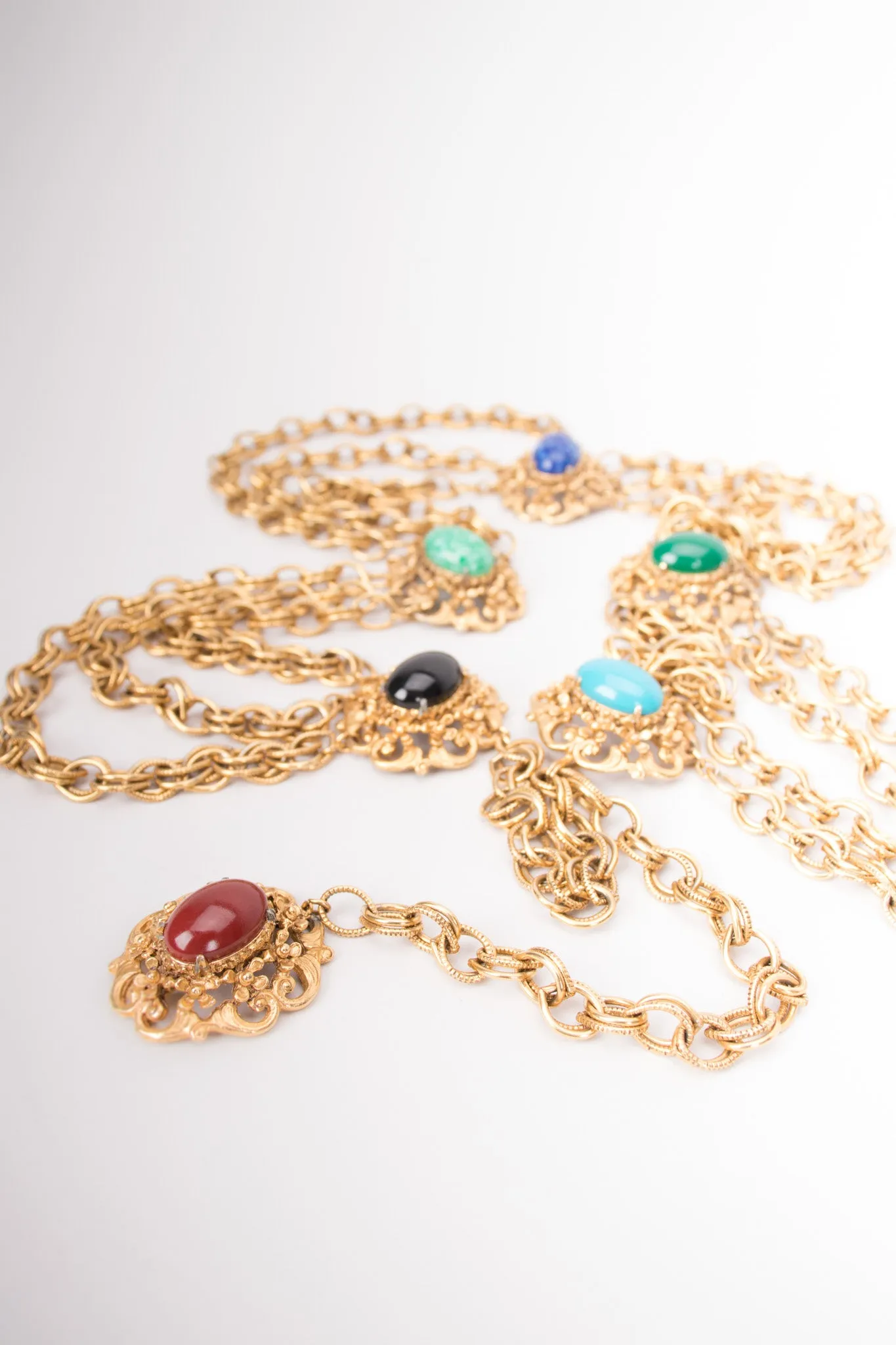 Cabochon Tiered Chain Belt