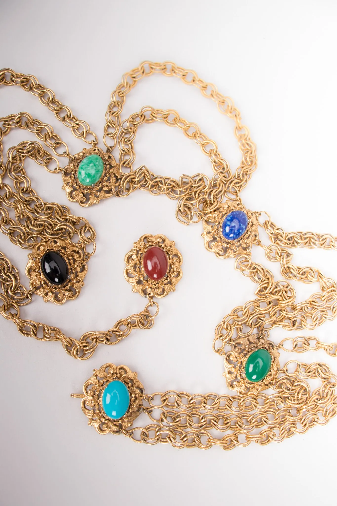 Cabochon Tiered Chain Belt