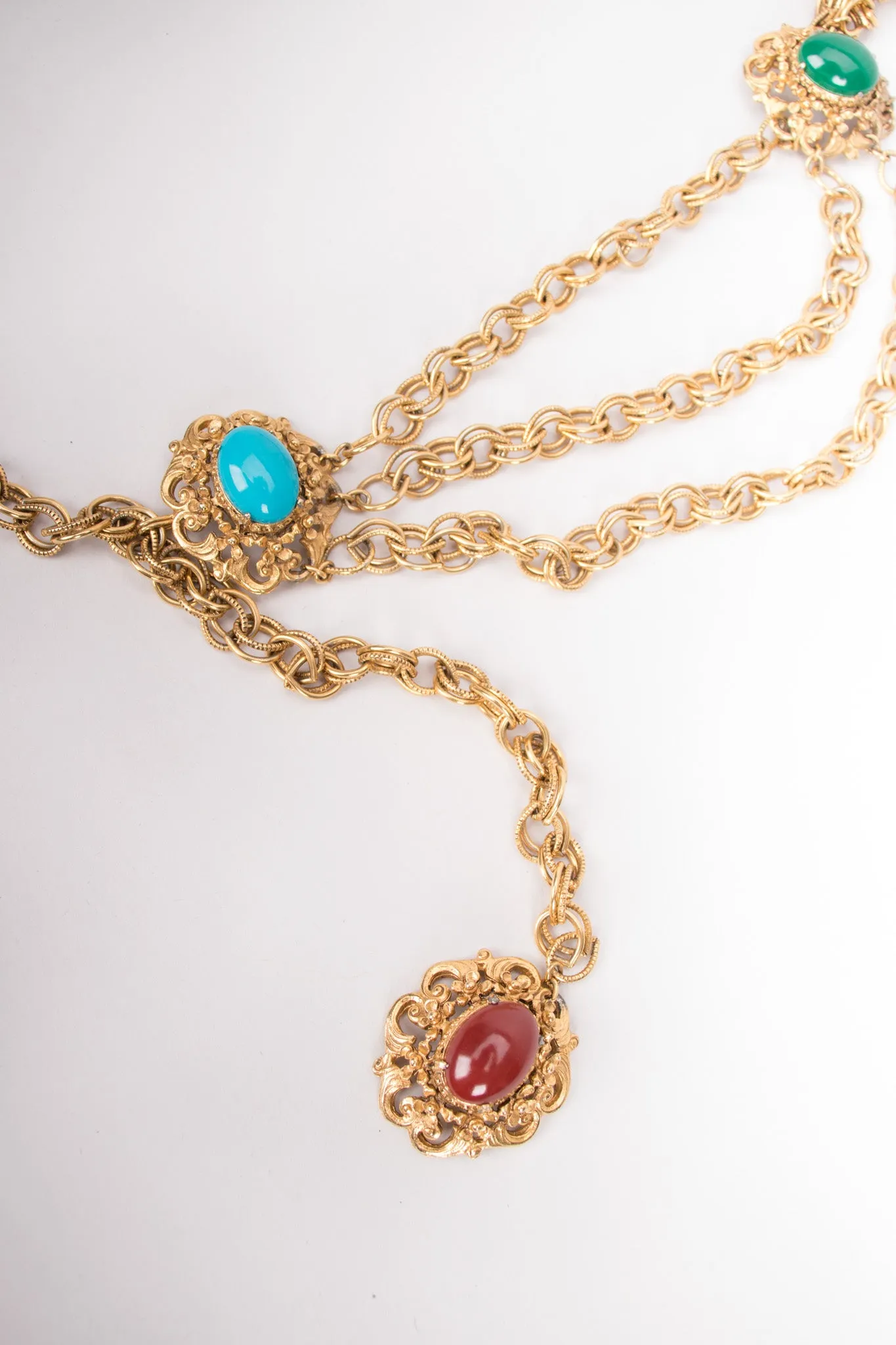 Cabochon Tiered Chain Belt
