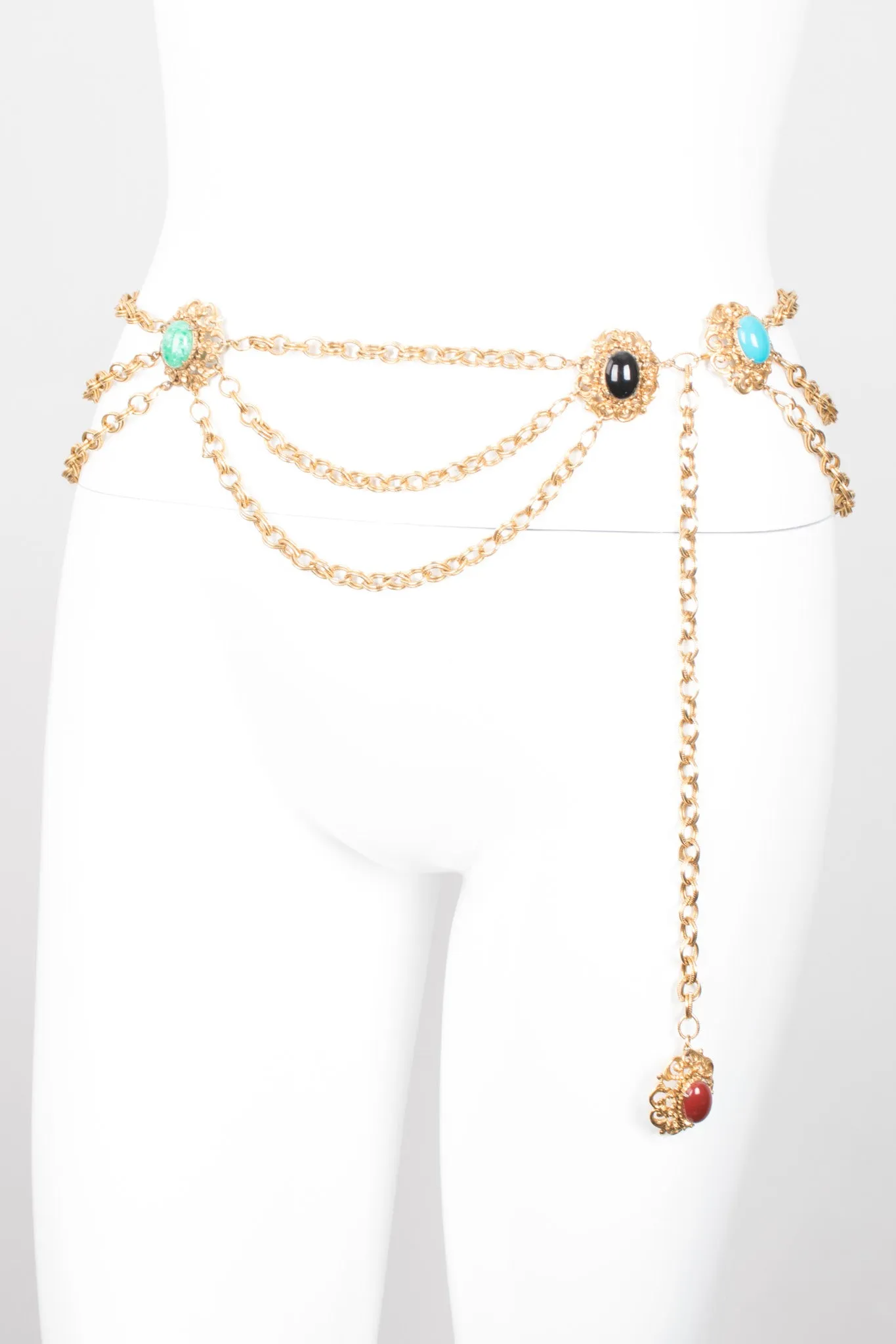 Cabochon Tiered Chain Belt