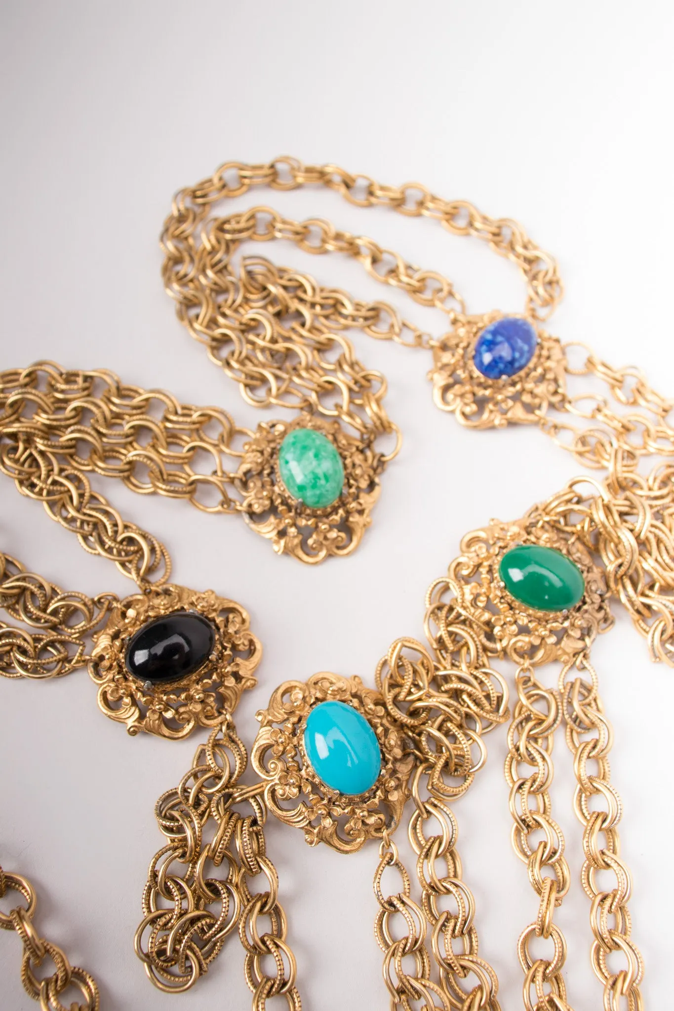 Cabochon Tiered Chain Belt