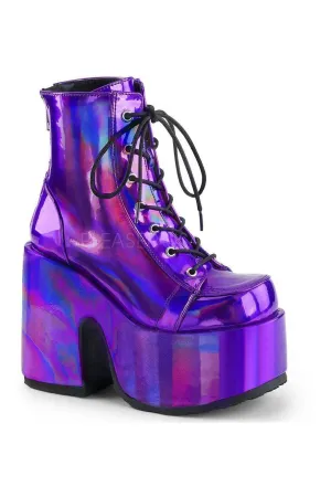 CAMEL-203 Demonia Ankle Boot | Purple Faux Leather