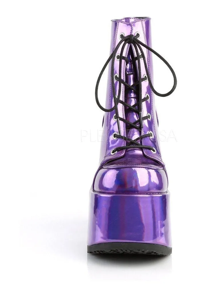 CAMEL-203 Demonia Ankle Boot | Purple Faux Leather